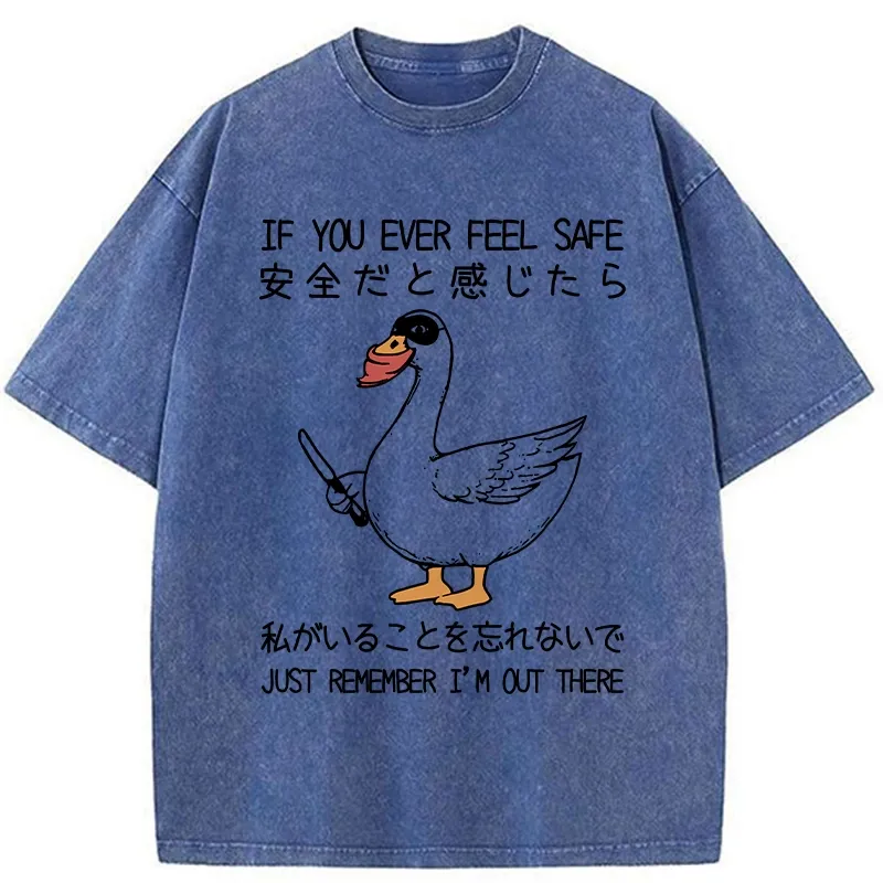 Tokyo-Tiger Funny Goose With Knife Washed T-Shirt