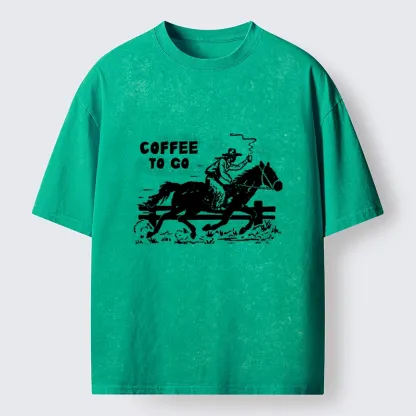 Tokyo-Tiger Cowboy With Coffee To Go Washed T-Shirt