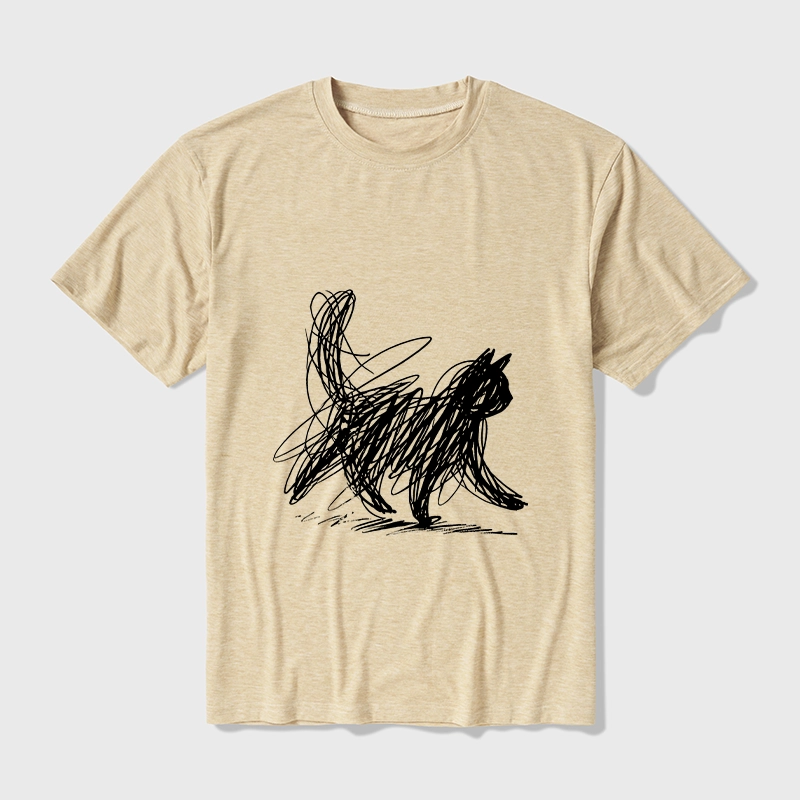 Tokyo-Tiger Minimalist Cat Art Cotton Blend T-Shirt