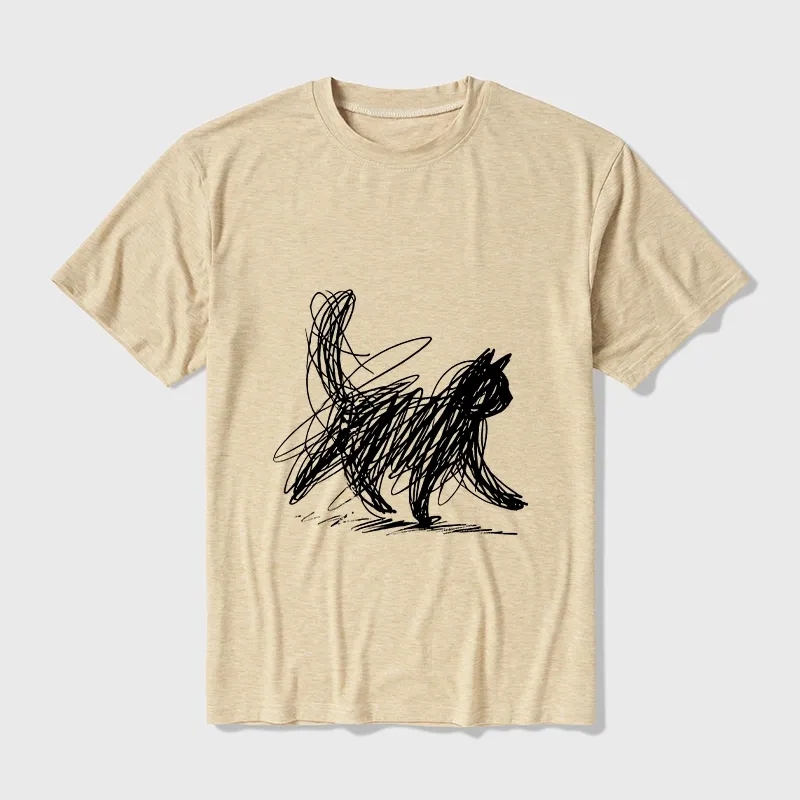Tokyo-Tiger Minimalist Cat Art Cotton Blend T-Shirt