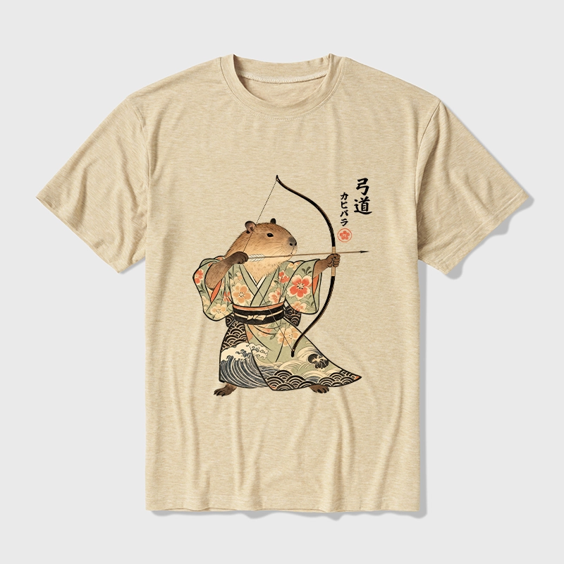 Tokyo-Tiger Capybara Archery Cotton Blend T-Shirt