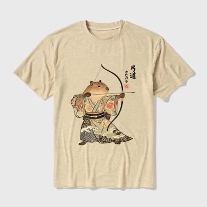 Tokyo-Tiger Capybara Archery Cotton Blend T-Shirt
