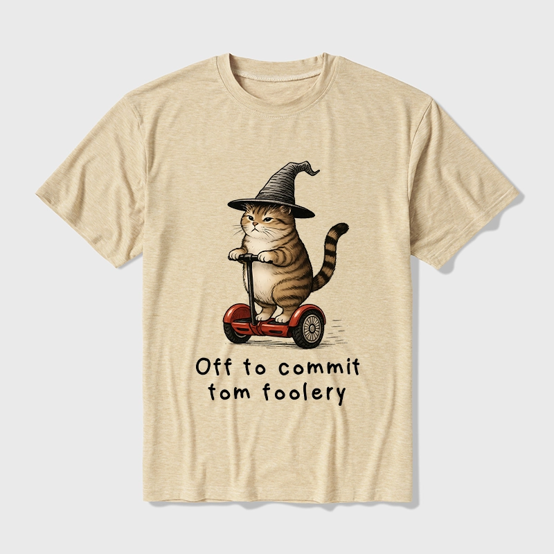 Tokyo-Tiger Orange Cat Riding Segway-style Cotton Blend T-Shirt