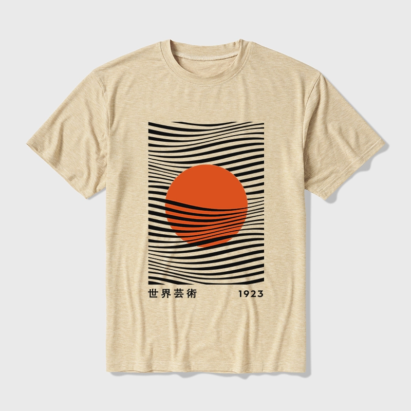 Tokyo-Tiger Minimalist Art Sun Cotton Blend T-Shirt