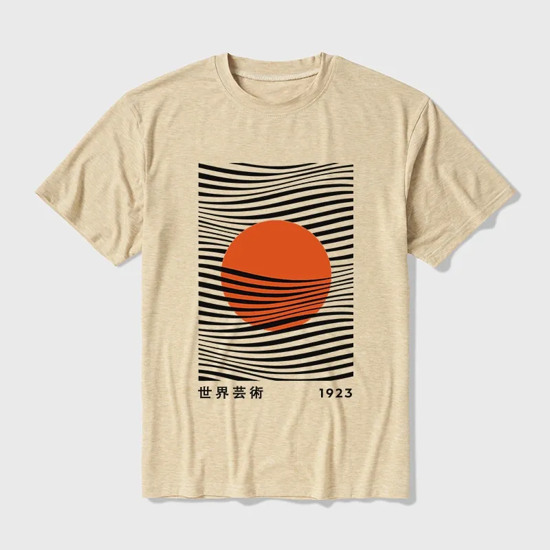 Tokyo-Tiger Minimalist Art Sun Cotton Blend T-Shirt