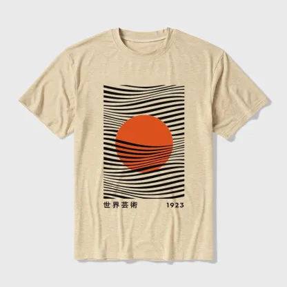 Tokyo-Tiger Minimalist Art Sun Cotton Blend T-Shirt