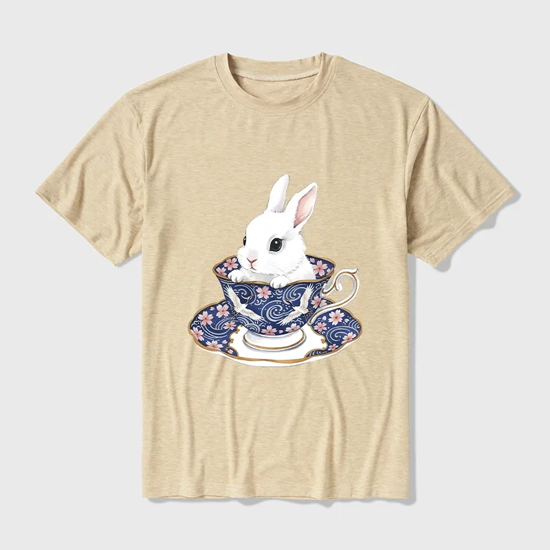 Tokyo-Tiger Cute Rabbit Tea Set Cotton Blend T-Shirt