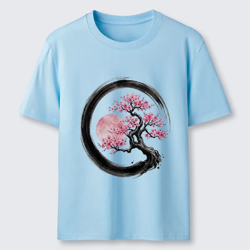 Tokyo-Tiger Zen Sakura Tree With Pink Moon Classic T-Shirt