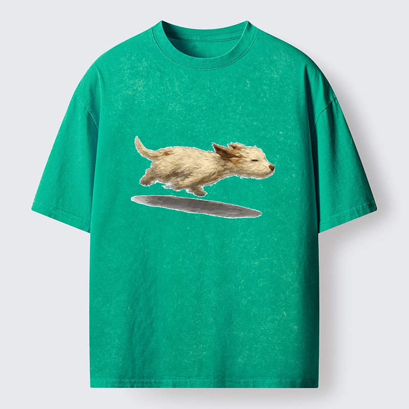 Tokyo-Tiger Happy Puppy Running Free Washed T-Shirt
