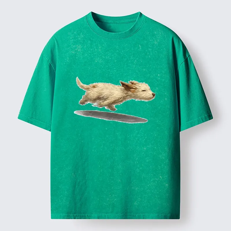 Tokyo-Tiger Happy Puppy Running Free Washed T-Shirt Sale
