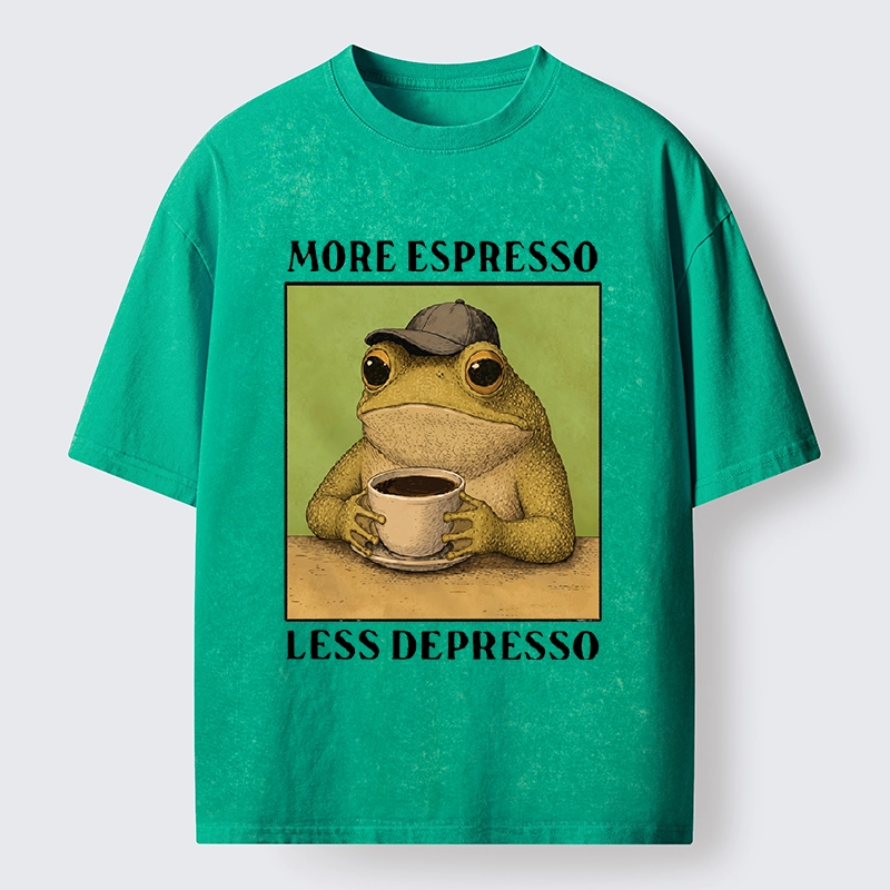 Tokyo-Tiger Frog Drinking Coffee Funny Washed T-Shirt