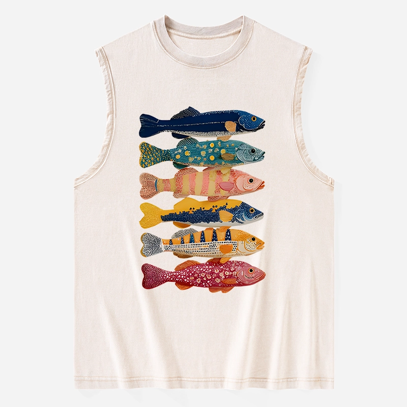 Tokyo-Tiger Colorful Fish Art Collection Washed Tank