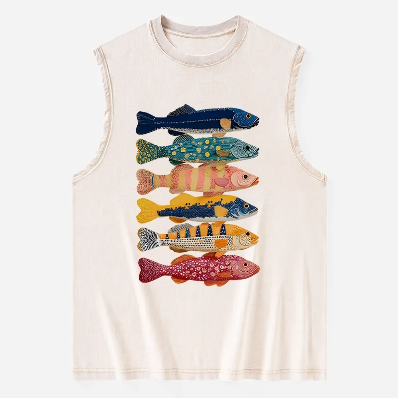 Tokyo-Tiger Colorful Fish Art Collection Washed Tank Sale