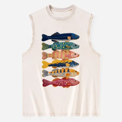 Tokyo-Tiger Colorful Fish Art Collection Washed Tank