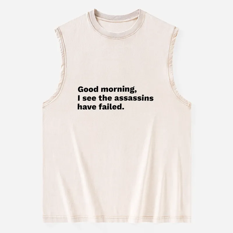 Tokyo-Tiger Assassins Failed Morning Quote Art Washed Tank Sale