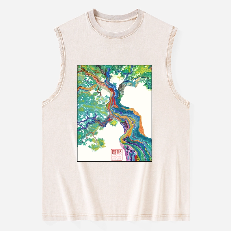 Tokyo-Tiger Colorful Magic Tree Washed Tank