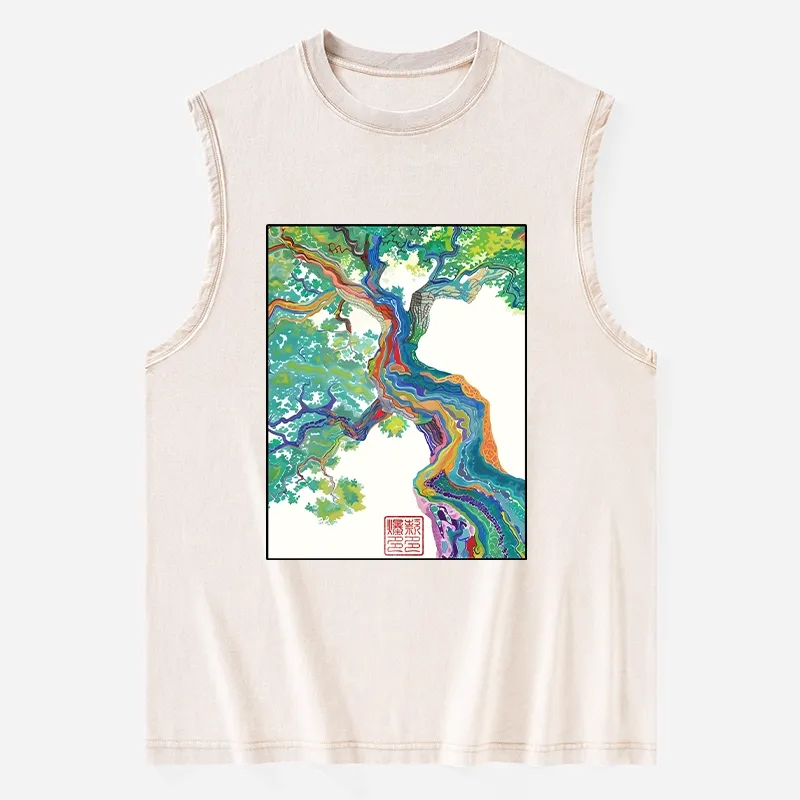 Tokyo-Tiger Colorful Magic Tree Washed Tank Sale