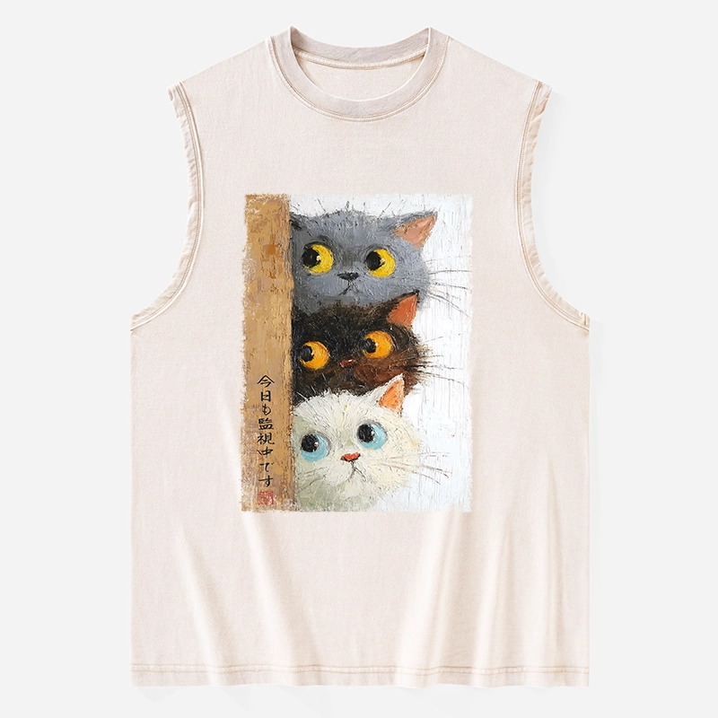 Tokyo-Tiger Three Cute Cats Watch You Washed Tank