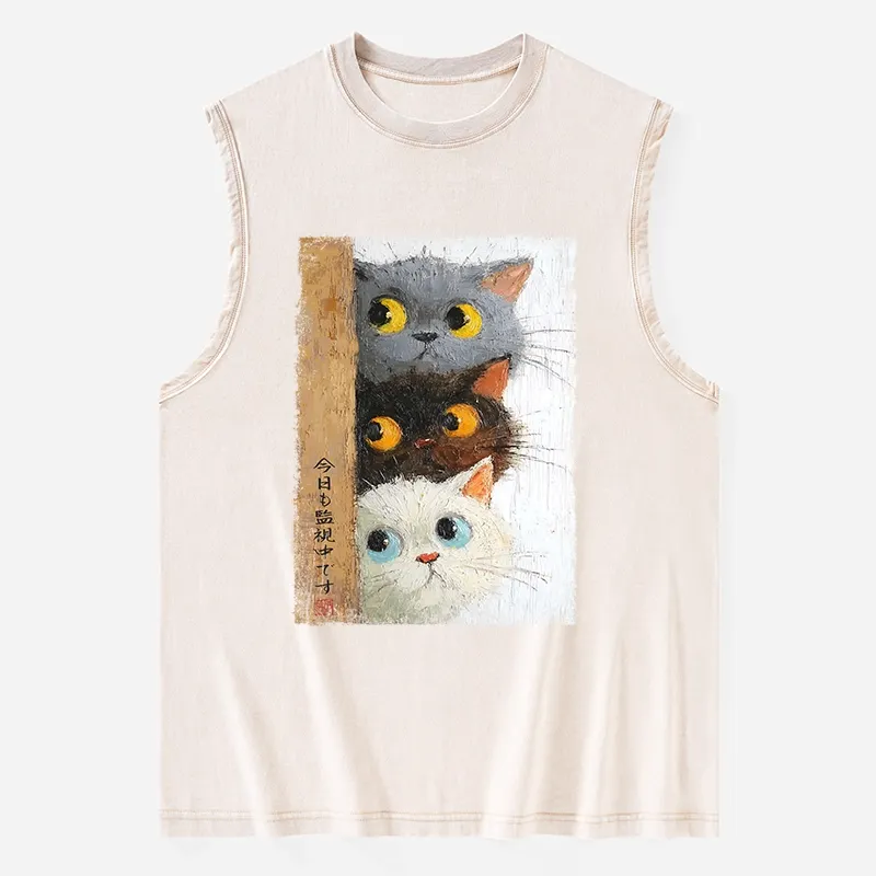 Tokyo-Tiger Three Cute Cats Watch You Washed Tank