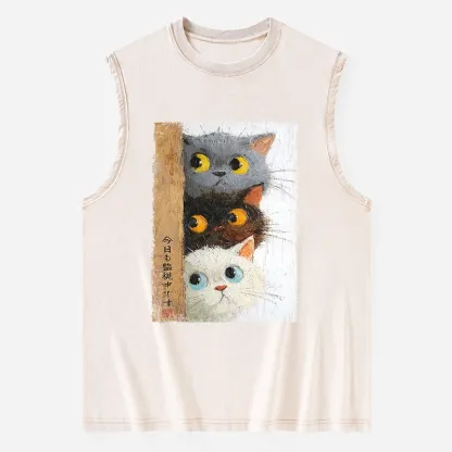Tokyo-Tiger Three Cute Cats Watch You Washed Tank