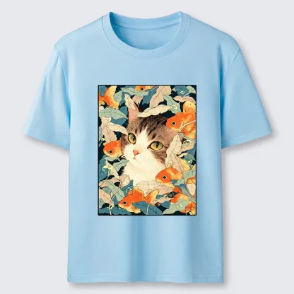 Tokyo-Tiger Cat Surrounded By Goldfish Classic T-Shirt
