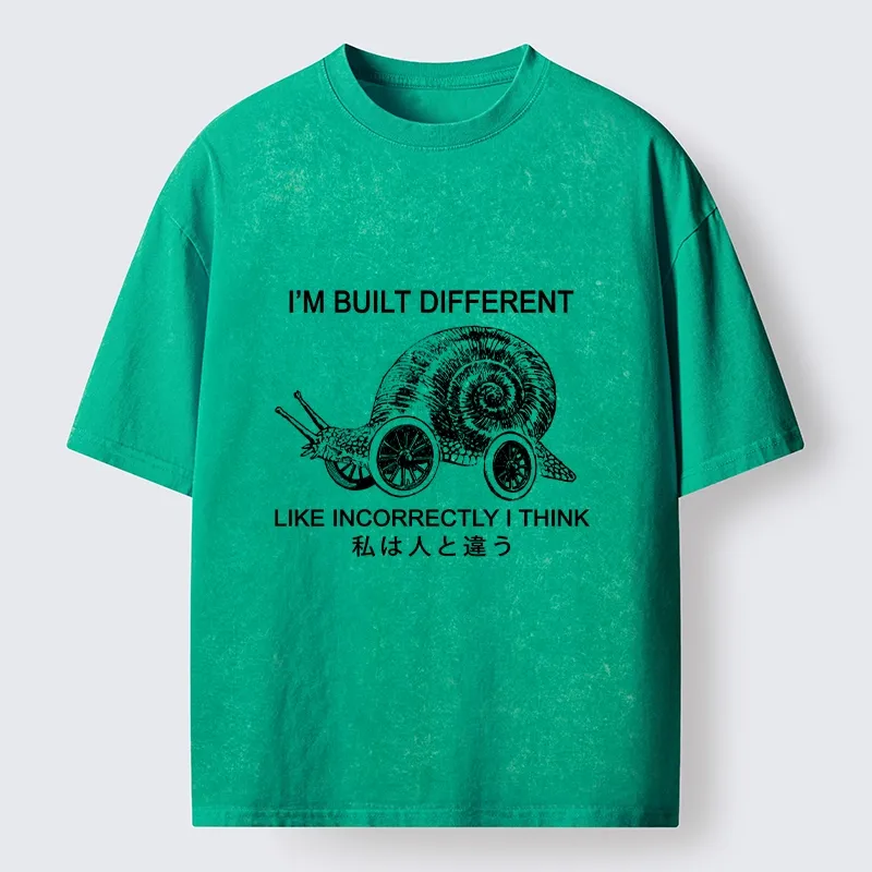 Tokyo-Tiger Snail Built Different With Wheels Joke Washed T-Shirt