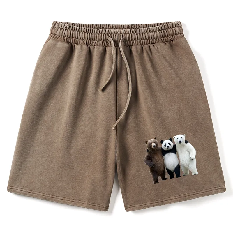Tokyo-Tiger Three Bears Stand Together Washed Shorts
