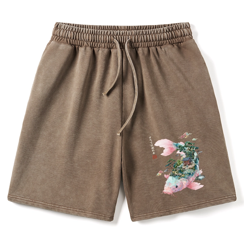 Tokyo-Tiger Journey Of The Flowing Koi Washed Shorts