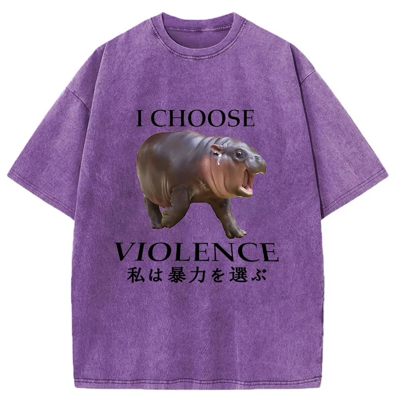 Tokyo-Tiger Moo Deng Choose Violence Washed T-Shirt