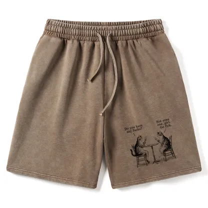 Tokyo-Tiger Cat Poker Night Washed Shorts
