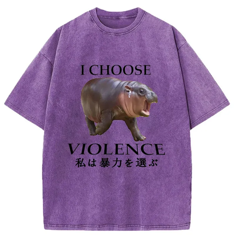 Tokyo-Tiger Moo Deng Choose Violence Washed T-Shirt