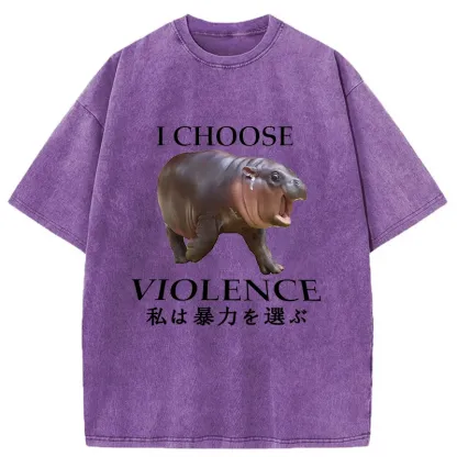 Tokyo-Tiger Moo Deng Choose Violence Washed T-Shirt