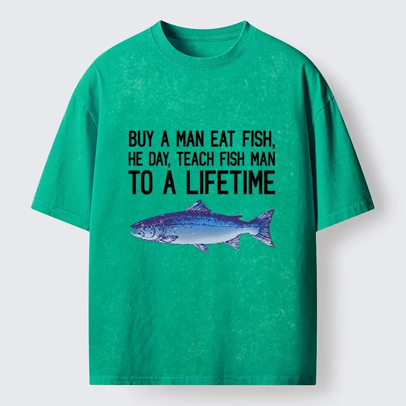 Tokyo-Tiger Sarcastic Fish Proverb Meme With Salmon Washed T-Shirt