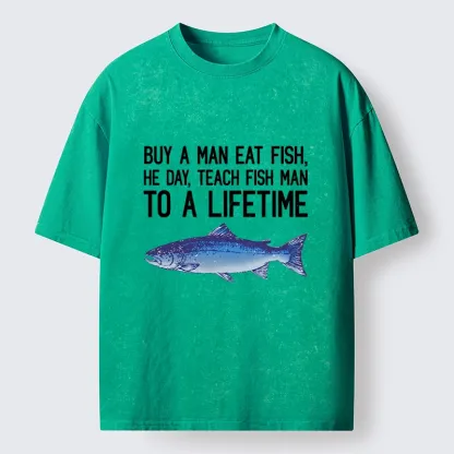 Tokyo-Tiger Sarcastic Fish Proverb Meme With Salmon Washed T-Shirt