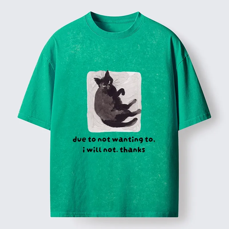 Tokyo-Tiger Cat Says No Thanks Funny Vibe Washed T-Shirt