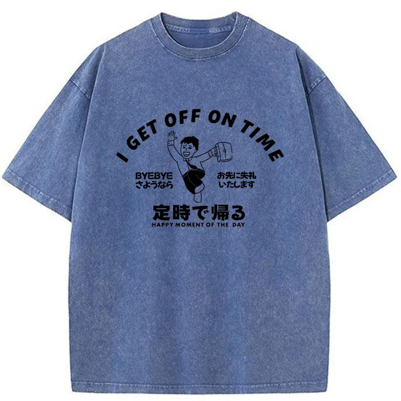 Tokyo-Tiger Get Off Work On Time Washed T-Shirt