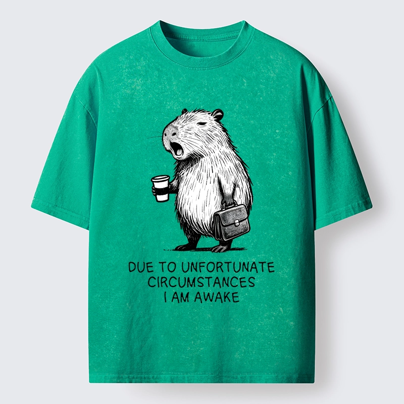 Tokyo-Tiger Capybara Is Awake Against Its Will Washed T-Shirt