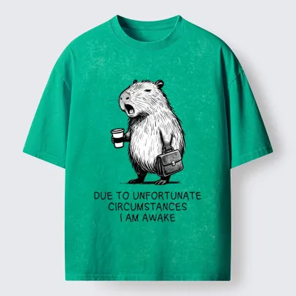 Tokyo-Tiger Capybara Is Awake Against Its Will Washed T-Shirt