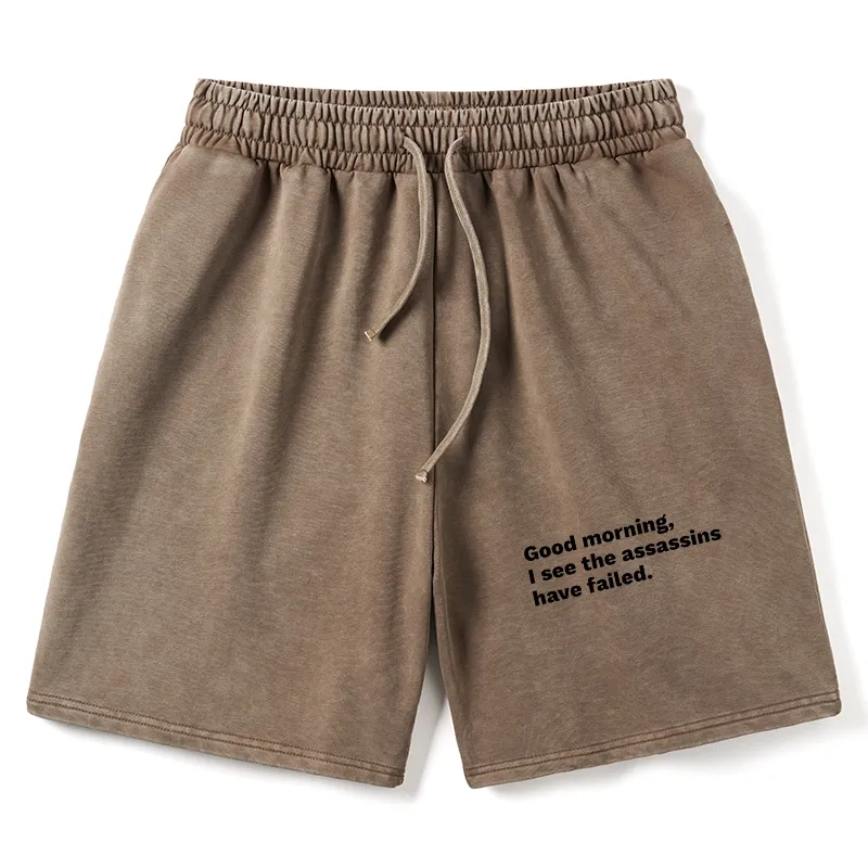 Tokyo-Tiger Assassins Failed Morning Quote Art Washed Shorts