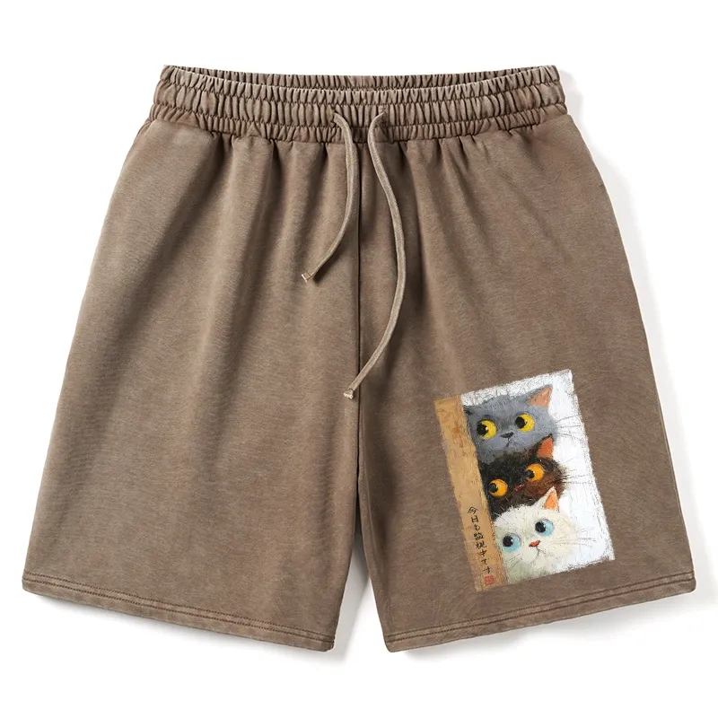 Tokyo-Tiger Three Cute Cats Watch You Washed Shorts