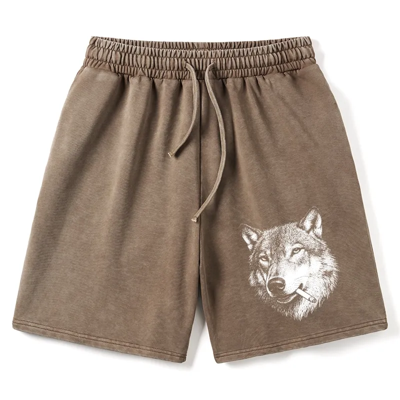 Tokyo-Tiger Cool Wolf Meme Bad Decisions Pending Washed Shorts