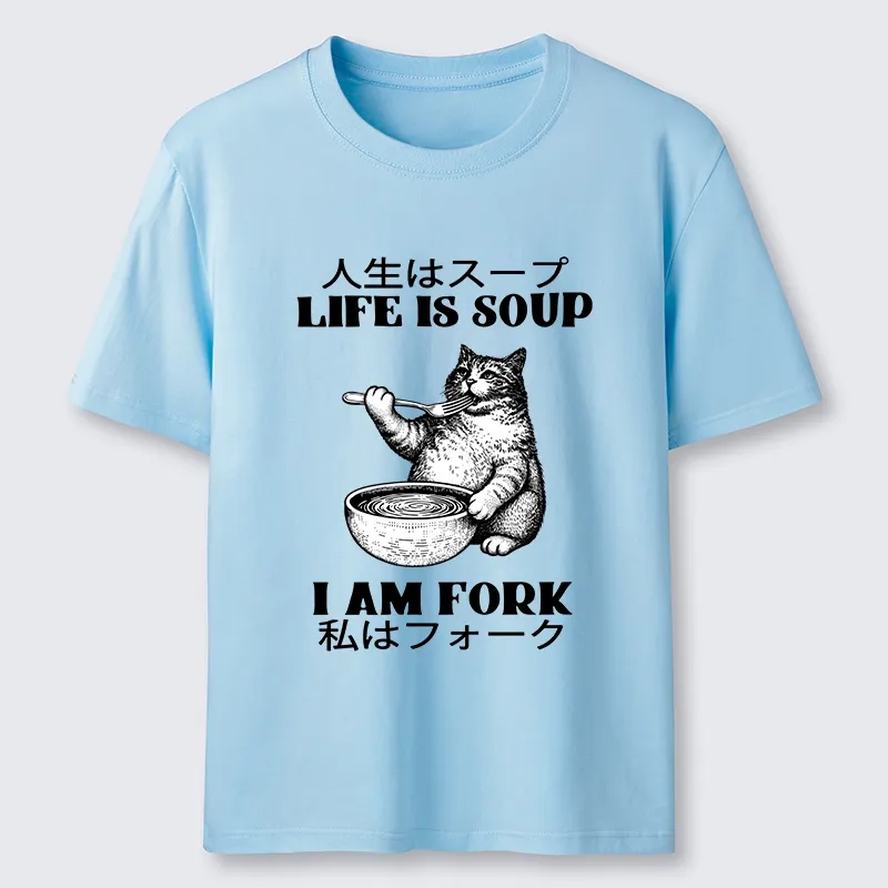 Tokyo-Tiger Cat Eating Soup With A Fork Classic T-Shirt