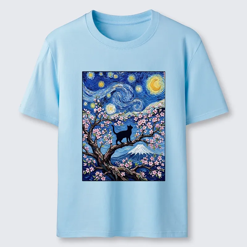 Tokyo-Tiger Van Gogh Style Cat With Mount Fuji Classic T-Shirt