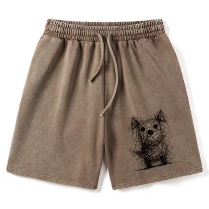 Tokyo-Tiger Scruffy Dog Chaos Art Washed Shorts