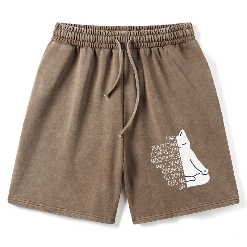 Tokyo-Tiger Calm Black Cat With Anger Issues Washed Shorts