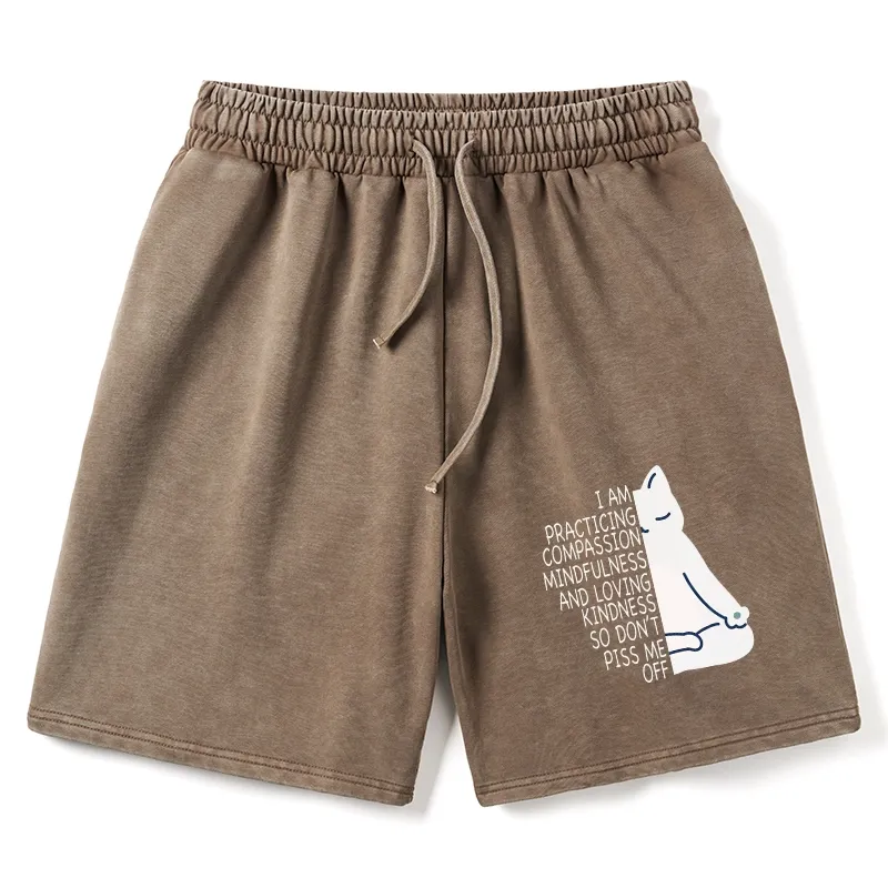 Tokyo-Tiger Calm Black Cat With Anger Issues Washed Shorts