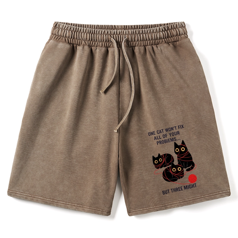 Tokyo-Tiger Three Cats Fix All Problems Washed Shorts