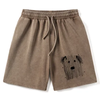 Tokyo-Tiger Fluffy Chaos In Dog Form Washed Shorts