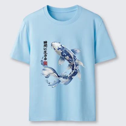 Tokyo-Tiger Blue And White Koi Fish Japanese Art Print Classic T-Shirt