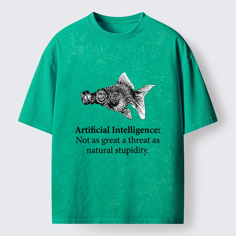 Tokyo-Tiger Natural Stupidity Beats AI Every Time Washed T-Shirt